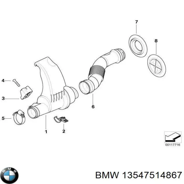 Головний патрубок витратоміра повітря (черепаха) BMW 13547514867 ціна, від 71.47 USD