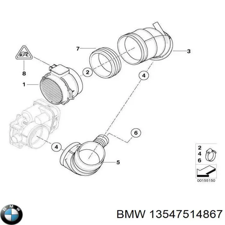 Патрубок витратоміра повітря 13547514867 BMW