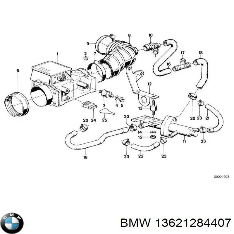 13621284407 BMW датчик потоку (витрати повітря, витратомір MAF - (Mass Airflow))