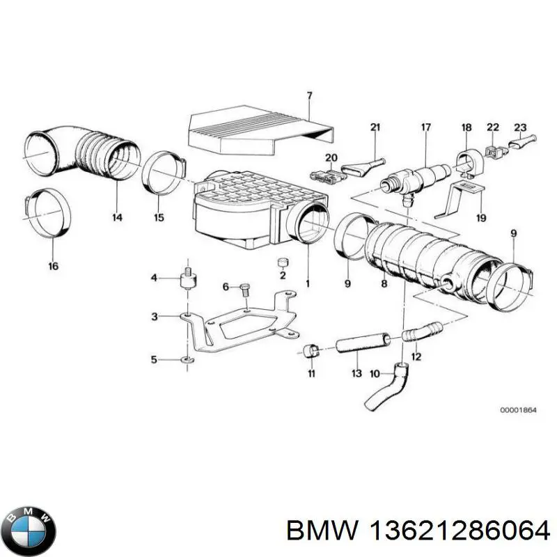 13621286064 BMW датчик потоку (витрати повітря, витратомір MAF - (Mass Airflow))