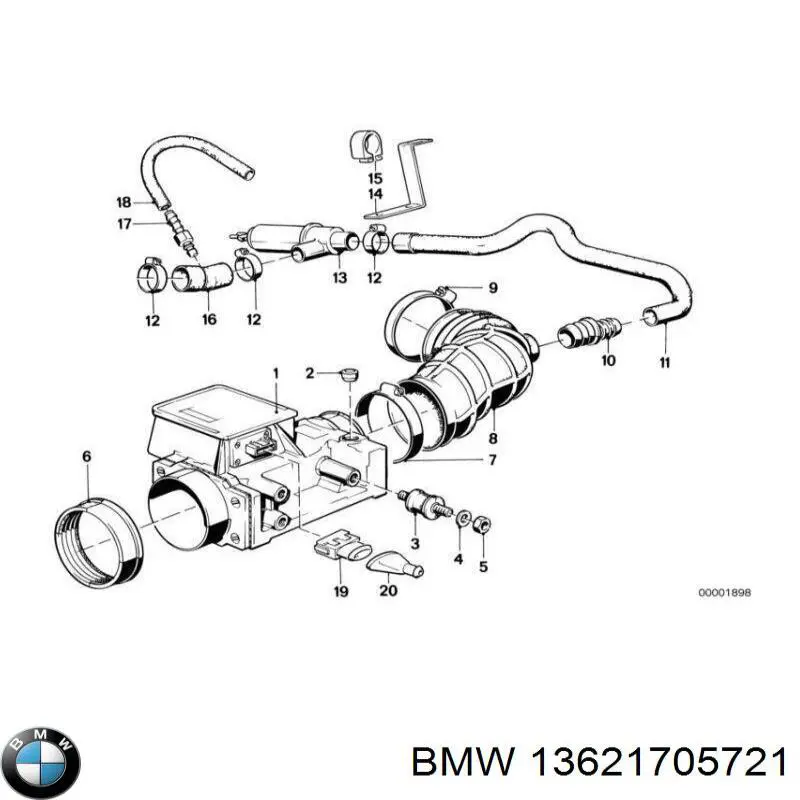 Датчик масової витрати повітря BMW 13621705721 ціна, від 992.58 USD