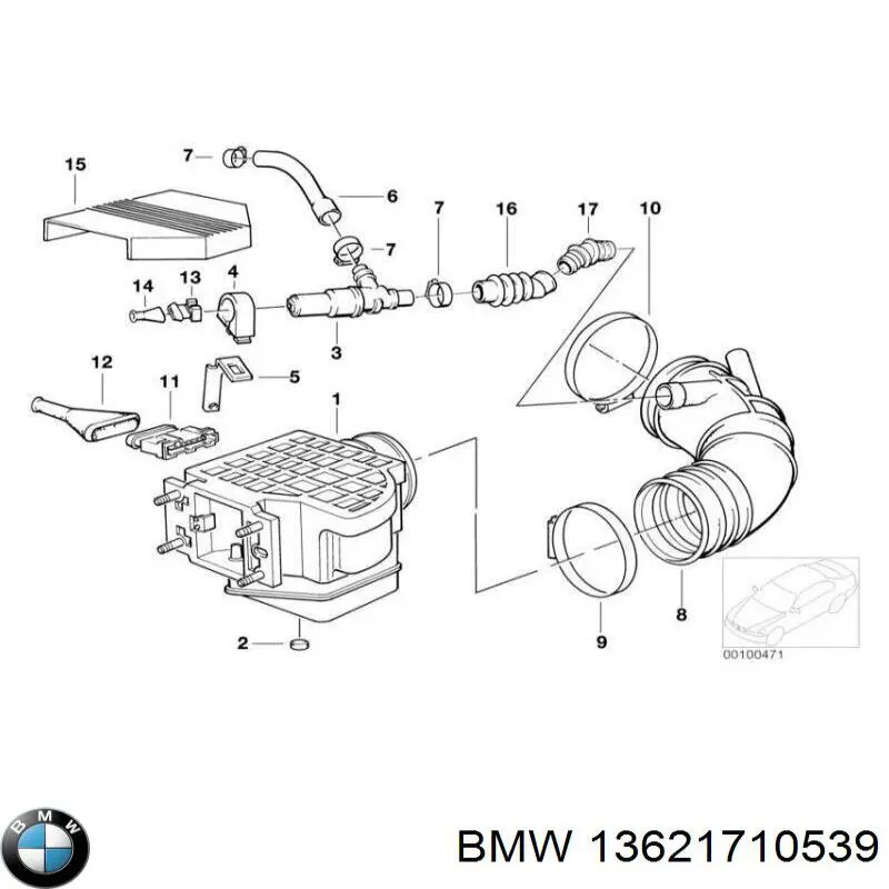 13621710539 BMW датчик потоку (витрати повітря, витратомір MAF - (Mass Airflow))