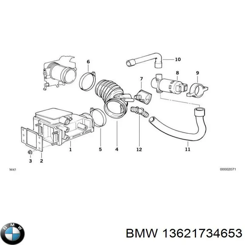 13621734653 BMW датчик потоку (витрати повітря, витратомір MAF - (Mass Airflow))