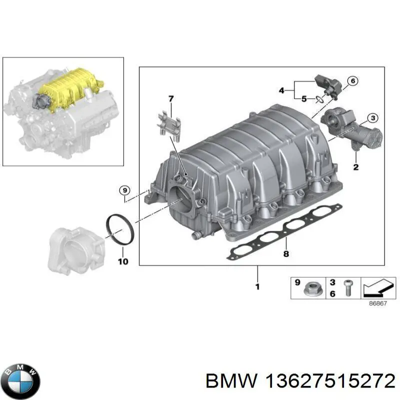 Купити 13627515272 BMW Кільце ущільнювача направляючої щупа рівня масла двигуна