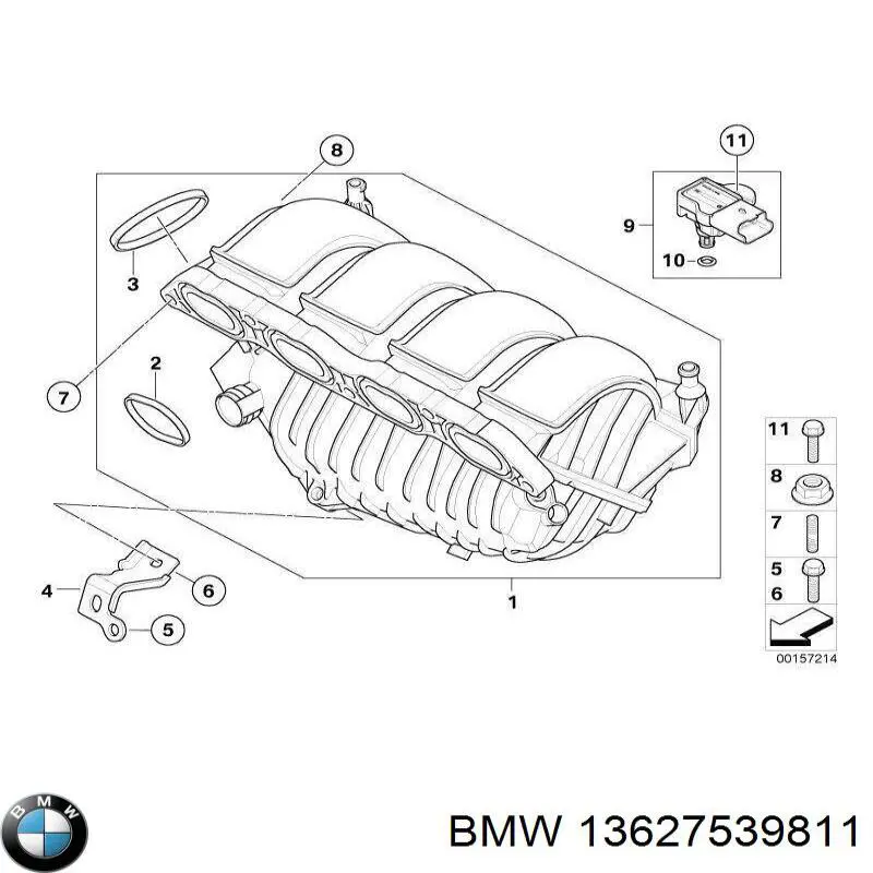 13627539811 BMW датчик тиску у впускному колекторі, map