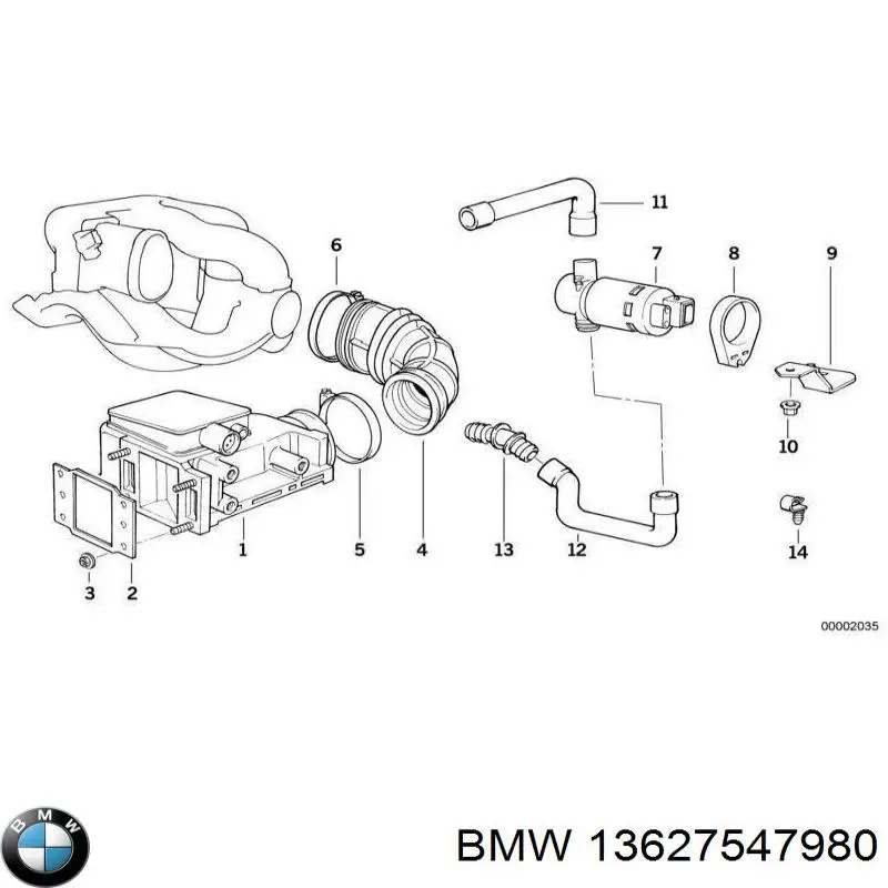 13627547980 BMW датчик потоку (витрати повітря, витратомір MAF - (Mass Airflow))
