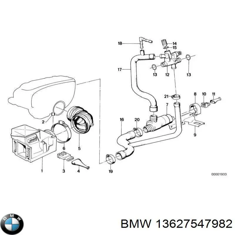 Датчик потоку (витрати) повітря, витратомір MAF - (Mass Airflow) 13621307486 BMW