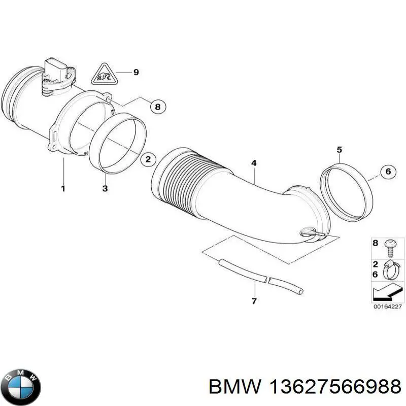 13627566988 BMW датчик потоку (витрати повітря, витратомір MAF - (Mass Airflow))