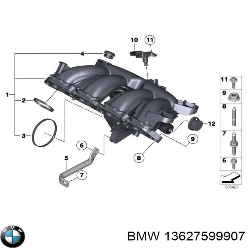 13627599907 BMW датчик тиску у впускному колекторі, map