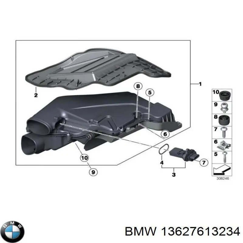 13627613234 BMW датчик потоку (витрати повітря, витратомір MAF - (Mass Airflow))