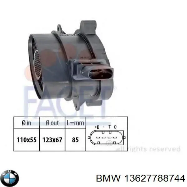 Датчик масової витрати повітря BMW 13627788744 ціна, від 51.93 USD