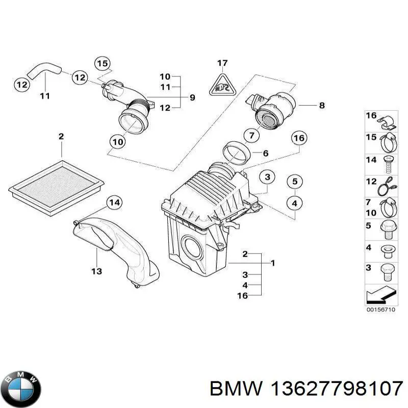 13627798107 BMW датчик потоку (витрати повітря, витратомір MAF - (Mass Airflow))