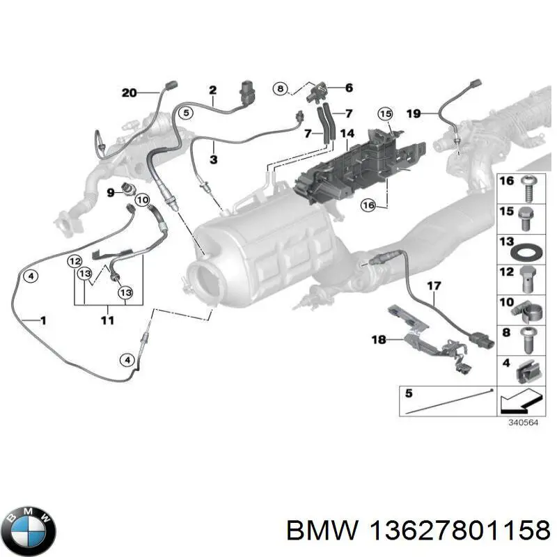 Купити 13627801158 BMW Лямбдазонд, датчик кисню до каталізатора