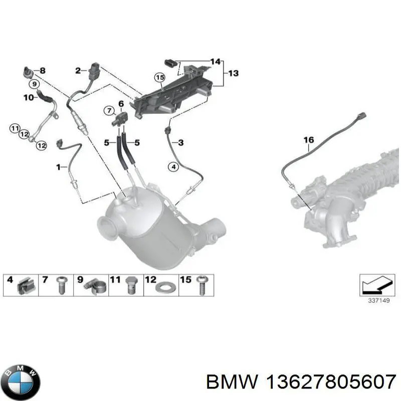 Купити 13627805607 BMW Датчик температури відпрацьованих газів (ВГ), до каталізатора