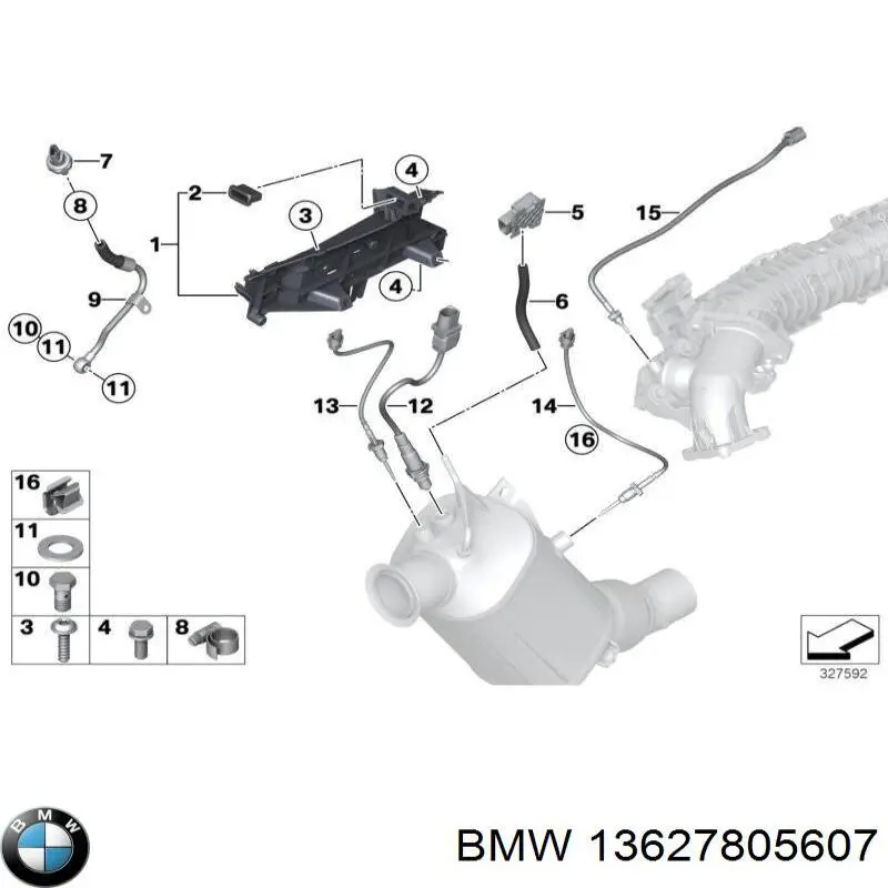 Датчик температури відпрацьованих газів (ВГ), до каталізатора 13627805607 BMW