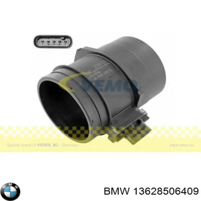 13628506409 BMW датчик потоку (витрати повітря, витратомір MAF - (Mass Airflow))