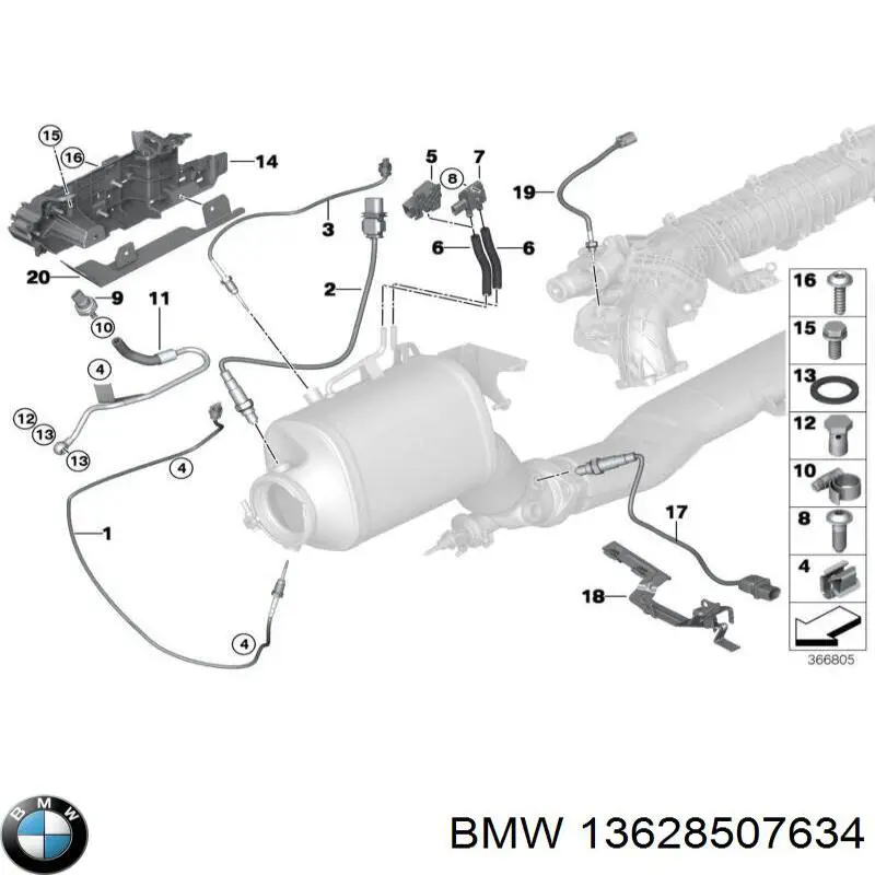 Датчик тиску вихлопних газів 13628507634 BMW