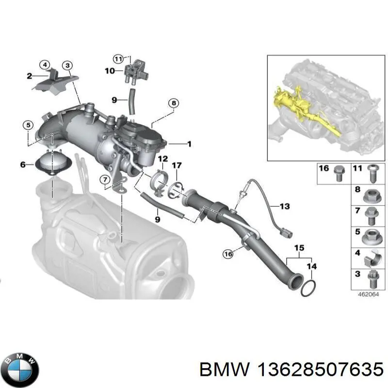 Датчик тиску вихлопних газів BMW 13628507635 ціна, від 22.78 USD