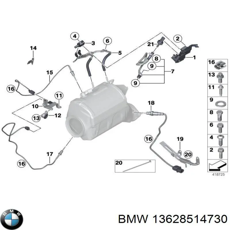 Купити 13628514730 BMW Датчик температури відпрацьованих газів (ВГ), до каталізатора