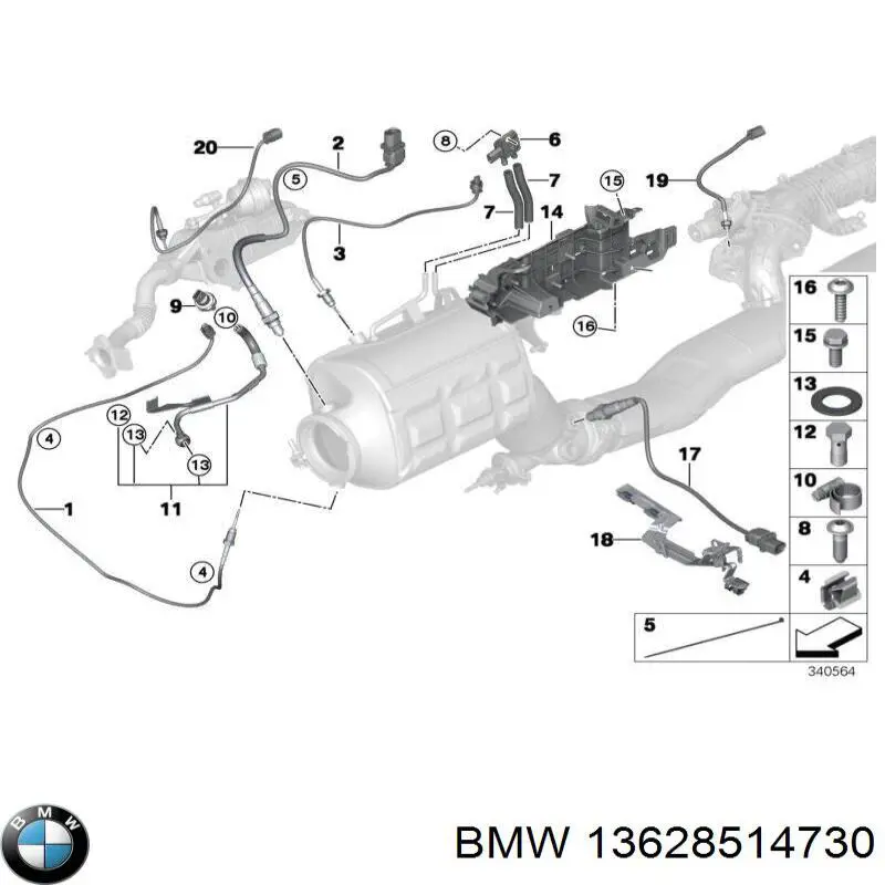Датчик температури відпрацьованих газів (ВГ), до каталізатора BMW 13628514730 ціна, від 50.67 USD