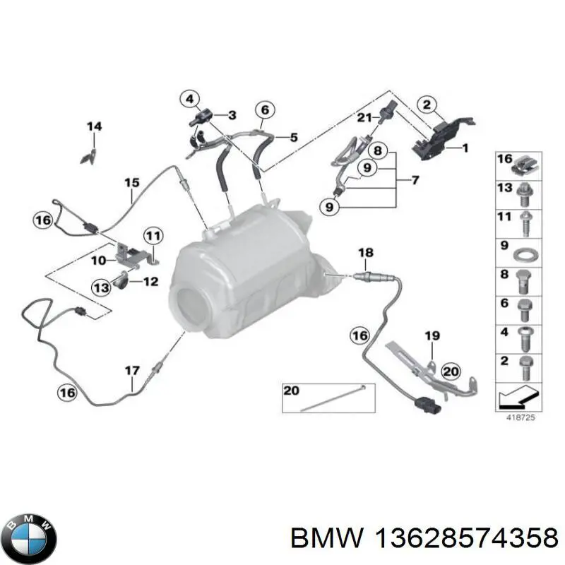 Купити 13628574358 BMW Датчик температури відпрацьованих газів (ВГ), до каталізатора