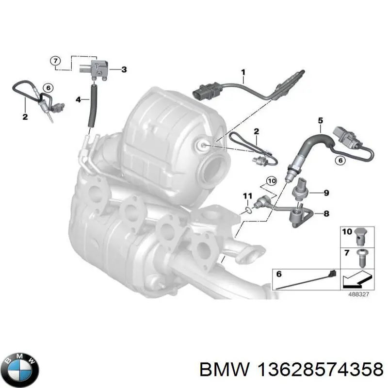 13628574358 BMW Датчик температури відпрацьованих газів (ВГ), до каталізатора