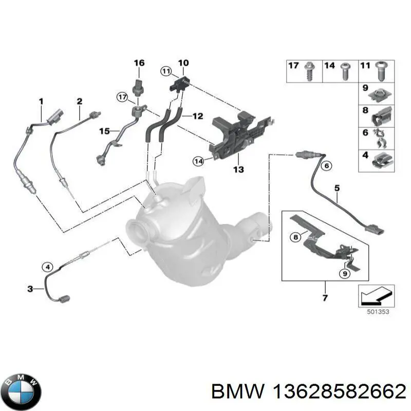 Датчик температури відпрацьованих газів (ВГ), до каталізатора BMW 13628573346 ціна, від 35.44 USD