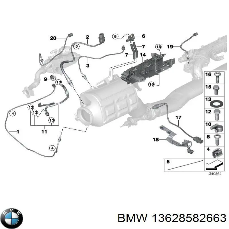 Датчик температури відпрацьованих газів (ВГ), до каталізатора BMW 13628582663 ціна, від 63.33 USD