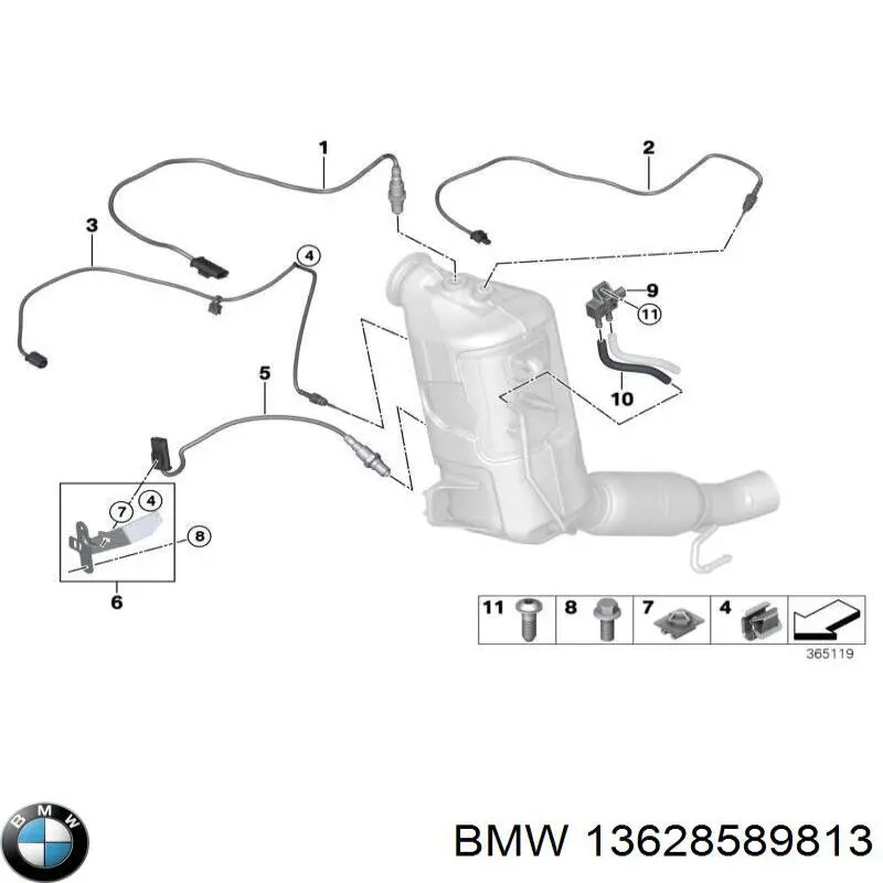 13628589813 BMW Датчик температури відпрацьованих газів (ВГ), після фільтр сажі