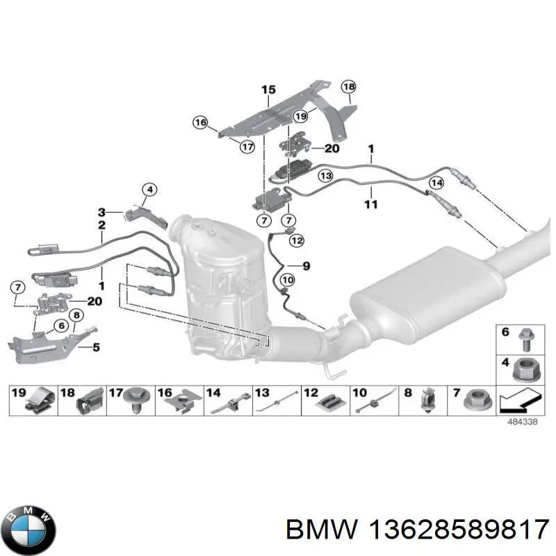13628589817 BMW Датчик температури відпрацьованих газів (ВГ), після фільтр сажі