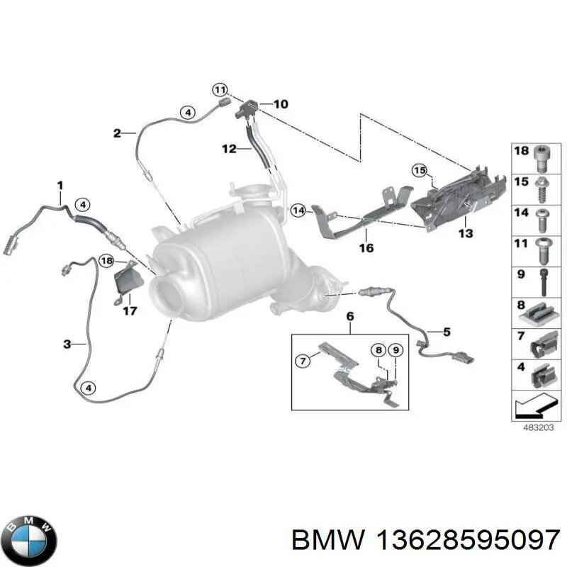 Датчик температури відпрацьованих газів (ВГ), до каталізатора BMW 13628595097 ціна, від 109.62 USD