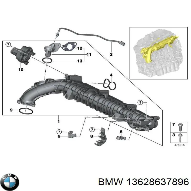 Купити 13628637896 BMW Датчик тиску наддуву (датчик нагнітання повітря в турбіну)