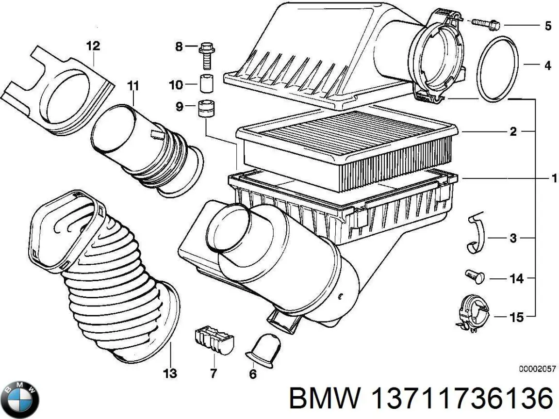 Корпус повітряного фільтра BMW 13711736136 ціна, від 456.30 USD