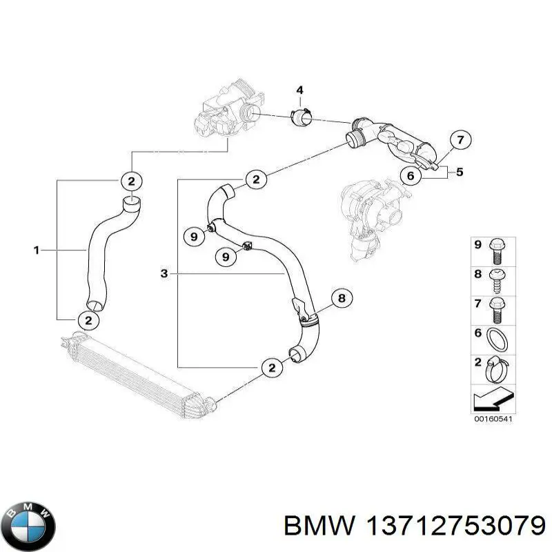 Шланг/патрубок интеркуллера BMW 13712753079 ціна, від 58.06 USD