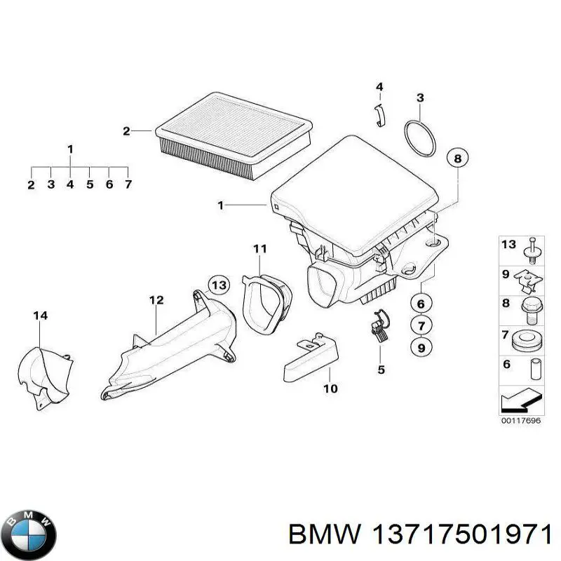 Корпус повітряного фільтра BMW 13717501971 ціна, від 50.73 USD
