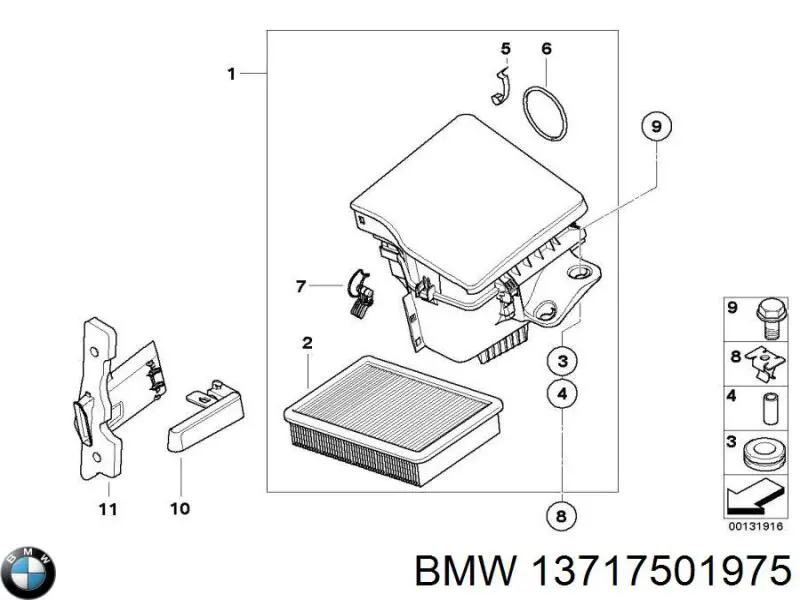 Корпус повітряного фільтра BMW 13717501975 ціна, від 209.93 USD