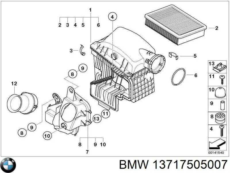 Елемент повітряного фільтра BMW 13717505007 ціна, від 7.36 USD