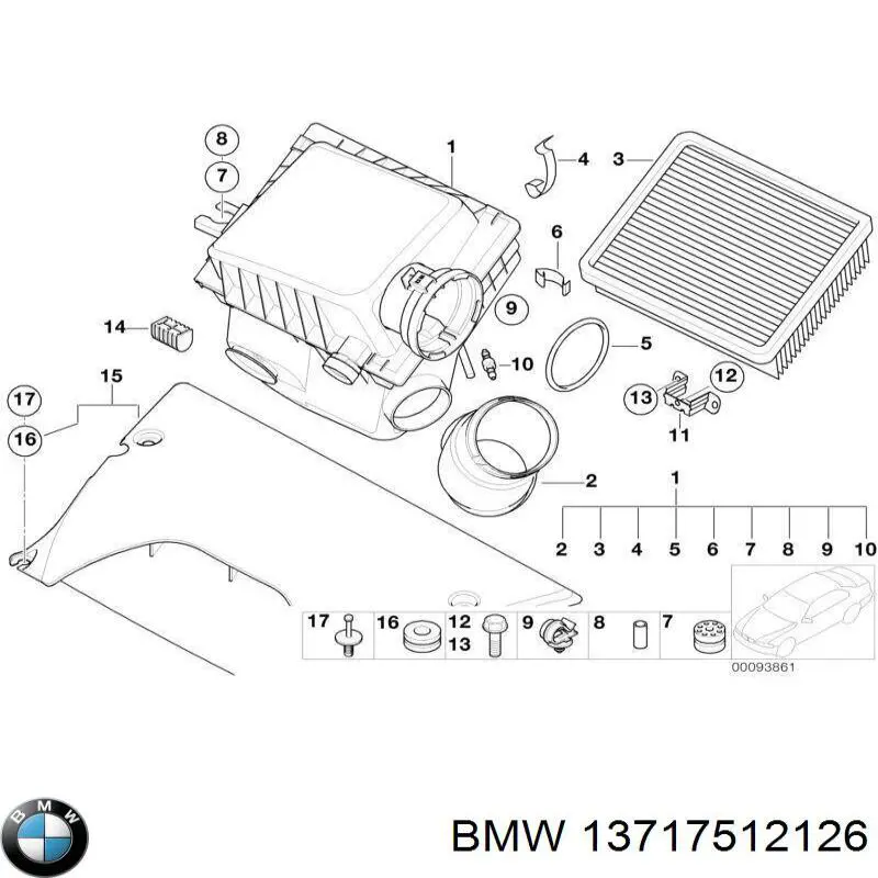 Корпус повітряного фільтра BMW 13717512126 ціна, від 106.67 USD