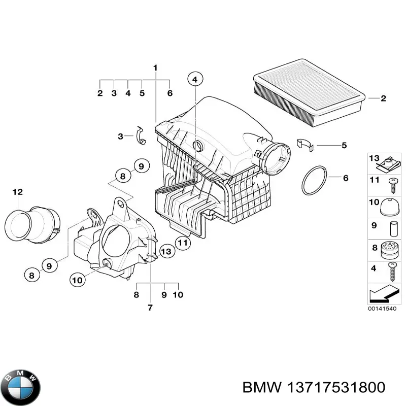 Корпус повітряного фільтра BMW 13717531800 ціна, від 31.66 USD
