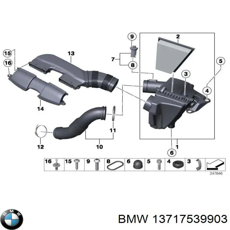 13717539903 BMW Подушка корпусу повітряного фільтра