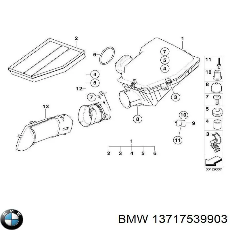 Подушка корпусу повітряного фільтра BMW 13717539903 ціна, від 6.61 USD