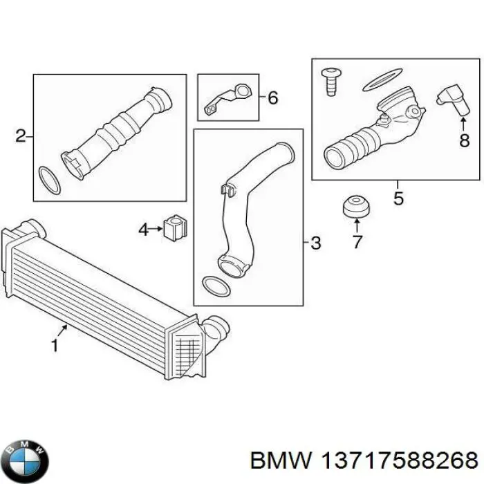 13717588268 BMW шланг/патрубок интеркуллера, верхній лівий
