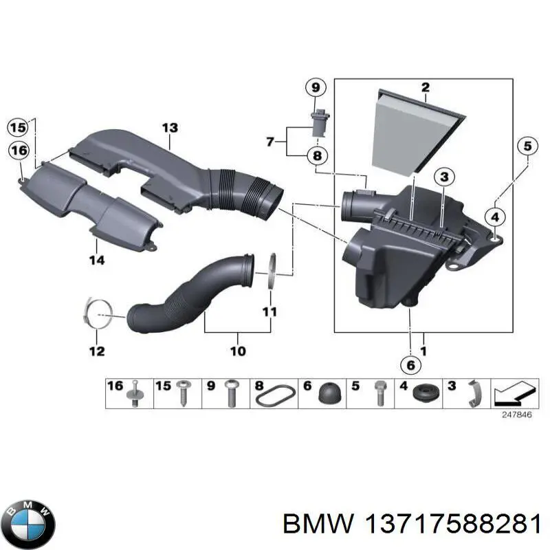 13717632501 BMW патрубок повітряний, вихід повітряного фільтра