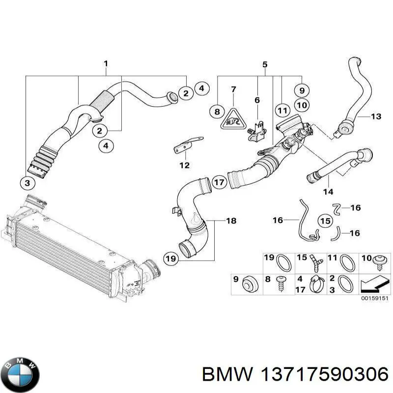 13717590306 BMW шланг/патрубок интеркуллера, верхній лівий