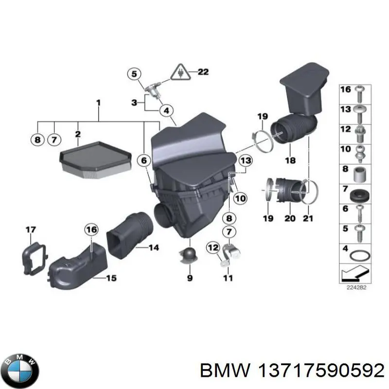 13717590592 BMW Патрубок повітряний, вхід повітряного фільтра