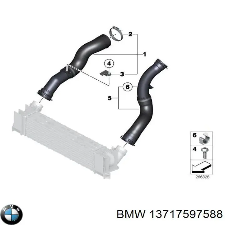 Шланг/патрубок інтеркулера, правий 13717597588 BMW