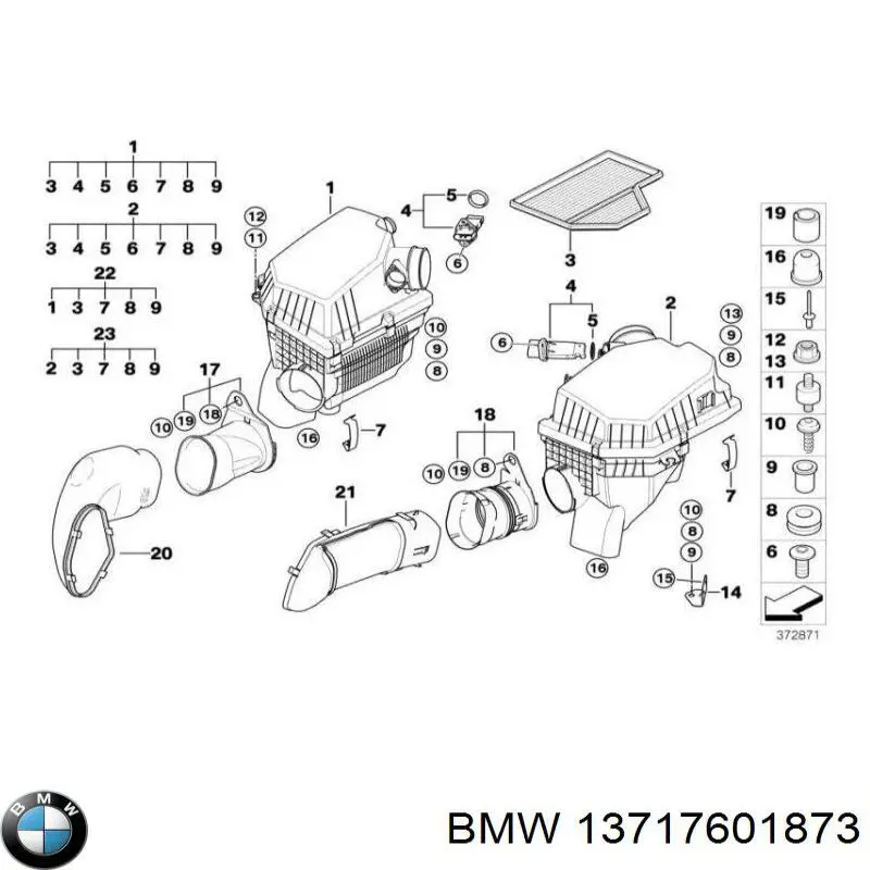 Патрубок повітряний, вихід повітряного фільтра 13717601873 BMW