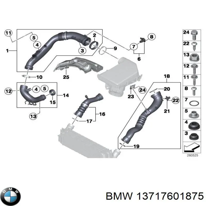 Шланг/патрубок интеркуллера BMW 13717601875 ціна, від 84.65 USD