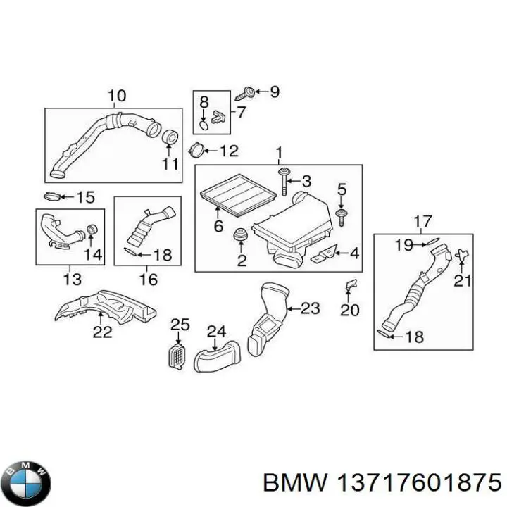 Шланг/патрубок інтеркулера, правий 13717601875 BMW