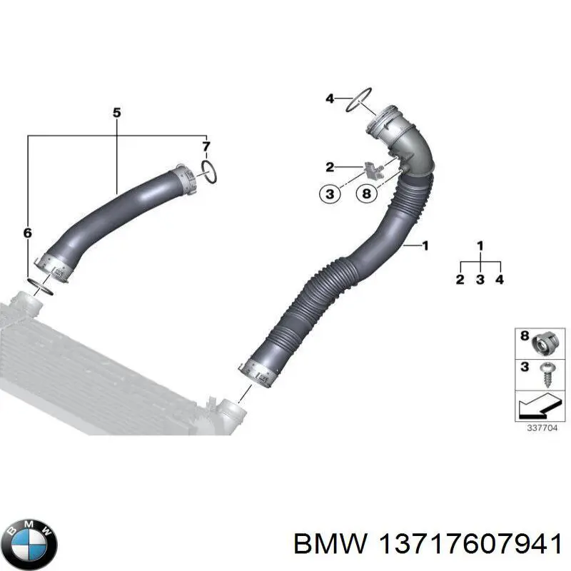 Шланг/патрубок интеркуллера BMW 13717607941 ціна, від 180.63 USD